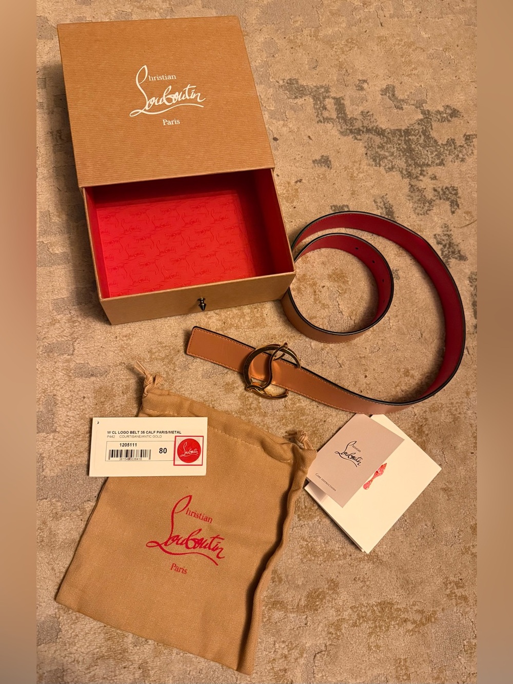 Christian Louboutin Logo Buckle Leather Belt